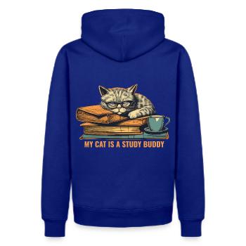 Studying Cat, Cat illustration art - Men's Premium Hoodie - royal blue - Back