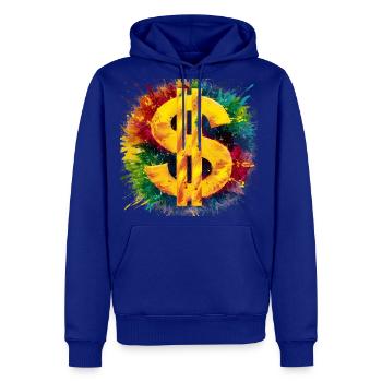 Éclaboussures de couleur du signe du dollar - Molleton à capuche Premium pour homme - bleu roi - Devant