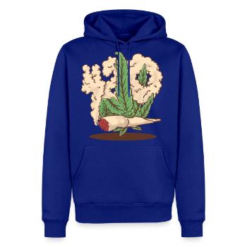 420 hemp hand holding a cannabis joint cartoon - Men's Premium Hoodie - royal blue - Front