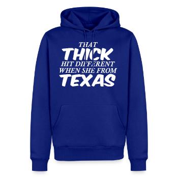 THAT THICK HIT DIFFERENT WHEN SHE FROM TEXAS - Men's Premium Hoodie - royal blue - Front