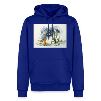 Early Crocus And Bird In Snow Watercolors - Men's Premium Hoodie - royal blue - Front