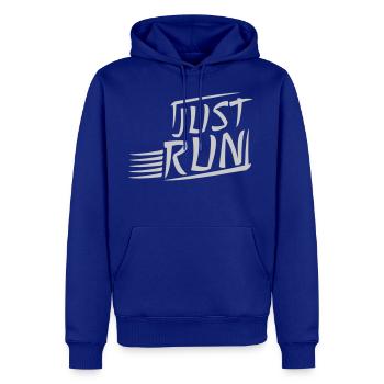 Devise Just Run design - Molleton à capuche Premium pour homme - bleu roi - Devant