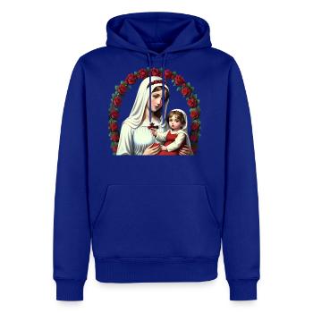 Mother Mary and Baby Jesus with Red Roses - Men's Premium Hoodie - royal blue - Front