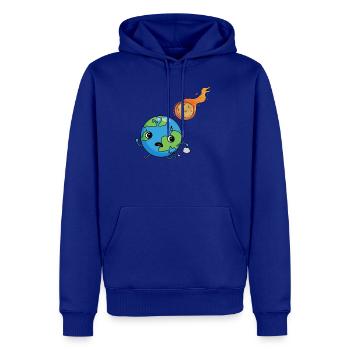Cute planet earth running from a meteor - Men's Premium Hoodie - royal blue - Front