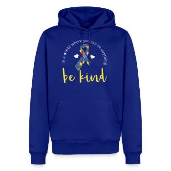 Be Kind Ribbon Puzzle Autism T-Shirt - Men's Premium Hoodie - royal blue - Front