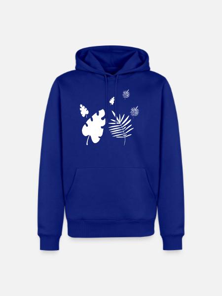 tropical leaves print - Men's Premium Hoodie - royal blue