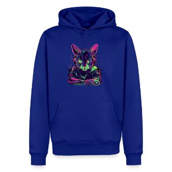 Cat DJ Turntable Deejay Kitten Music Cyberpunk - Men's Premium Hoodie - royal blue - Front
