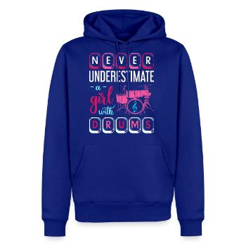 Drummer Girl Drumsticks Music Drums - Men's Premium Hoodie - royal blue - Front