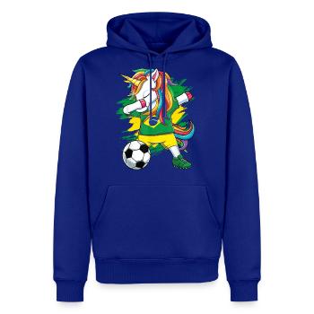 Funny Dabbing Unicorn Brazil Flag Soccer Team - Men's Premium Hoodie - royal blue - Front
