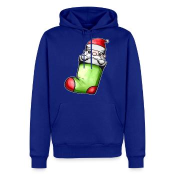 Cute Kawaii Santa In Sock On Chimney Fireplace - Men's Premium Hoodie - royal blue - Front