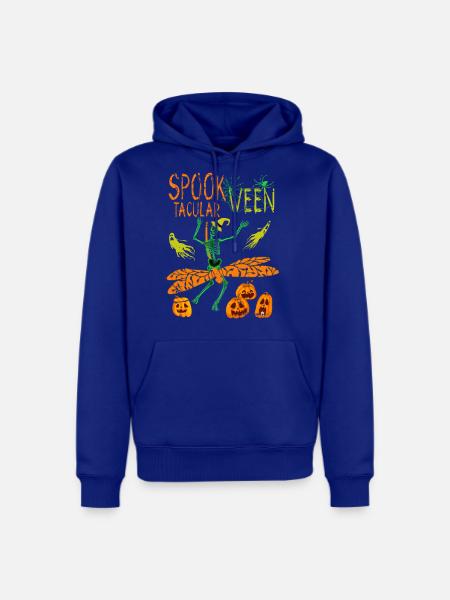 Halloween Skeleton Riding Dragonfly Spook Tacular - Men's Premium Hoodie - royal blue