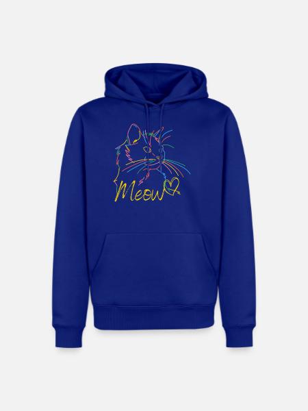Dark Backround Creative Cat Meow Cat Shirt Meow Ki - Men's Premium Hoodie - royal blue