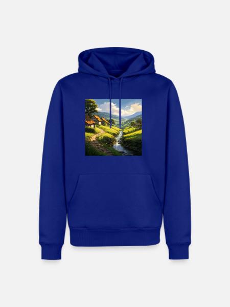 rustic stone houses village - Men's Premium Hoodie - royal blue