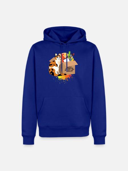 Easily Distracted By Cats And Art Supplies - Men's Premium Hoodie - royal blue