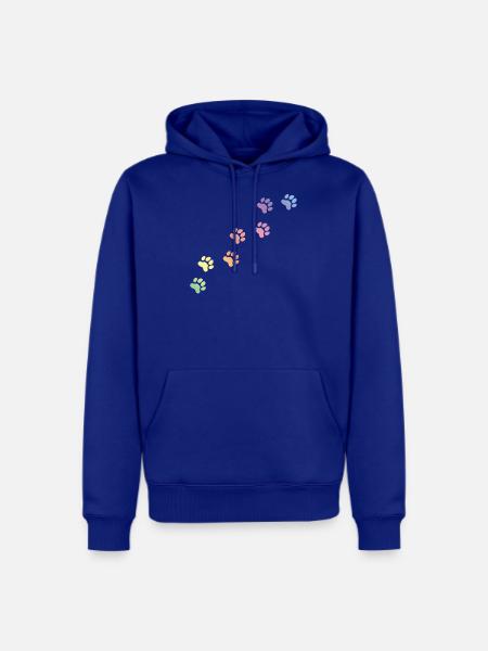 Rainbow Dog tracks, dog footprint, dog paw, dog - Men's Premium Hoodie - royal blue