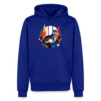 Wolf Pine Trees Full Moon - Men's Premium Hoodie - royal blue - Front
