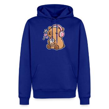Bubble Tea Bear with Headphones - Men's Premium Hoodie - royal blue - Front
