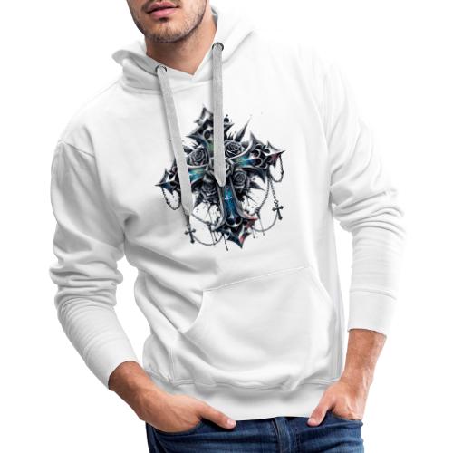 Gothic Crosses - 4 point with Roses - Men's Premium Hoodie