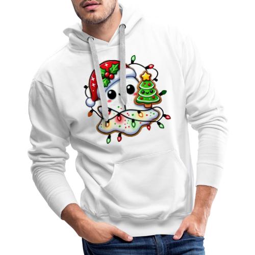 Christmas Collection - Snow Ghost in Santa Hat - Men's Premium Hoodie