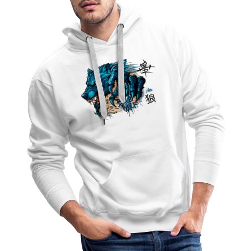 Blue Wolf Graffiti Street Art - Men's Premium Hoodie