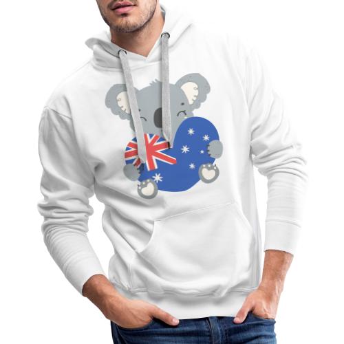 Australia Day Collection - Koala with Heart Flag - Men's Premium Hoodie