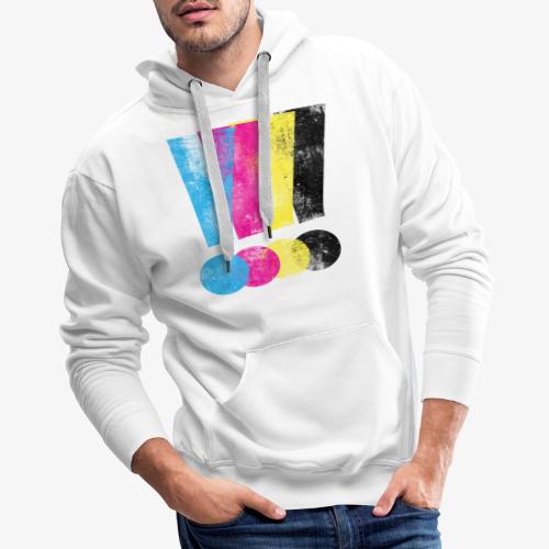 Large Distressed CMYW Exclamation Points - Men's Premium Hoodie