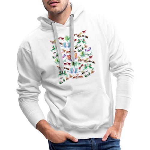 Funny insects falling in love in a pattern design - Men's Premium Hoodie