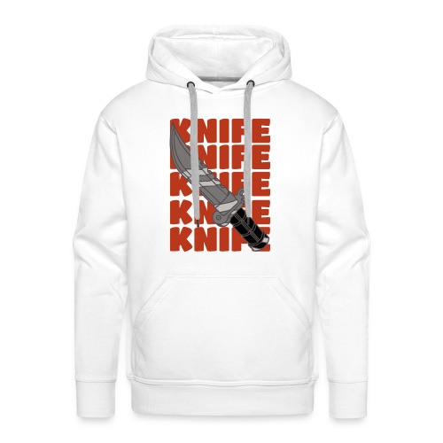 Knife - Design with repeated text and a Knife - Men's Premium Hoodie