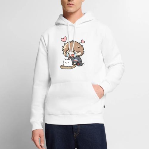 Crying Chibi Boy with Stray Cat - Men's Premium Hoodie
