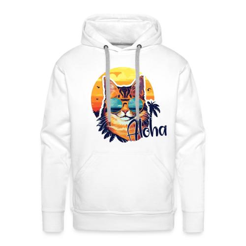 Funny Cat in Hawaiian Aloha Sunglasses - Men's Premium Hoodie