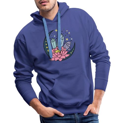 Half A Moon, Healing Crystals Lotus Flower - Men's Premium Hoodie