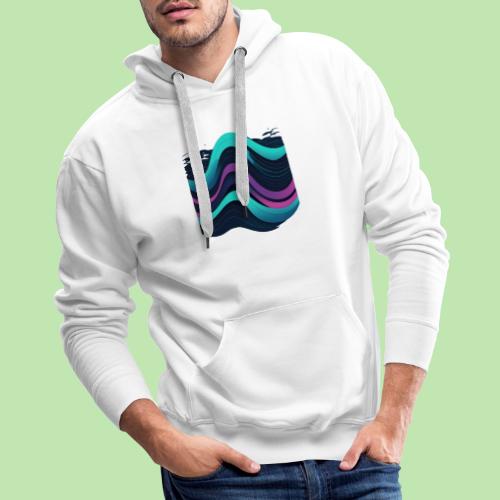 Abstract Wavy Ocean Pattern - Men's Premium Hoodie
