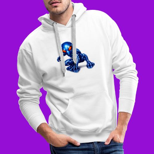 Blue Alien Crouch - Men's Premium Hoodie