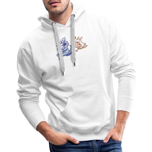 Funny sheep in love running after a terrified wolf - Men's Premium Hoodie