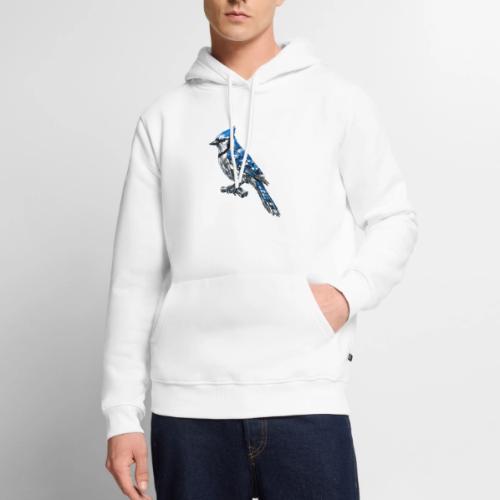 Silver Blue Jay on Perch - Men's Premium Hoodie