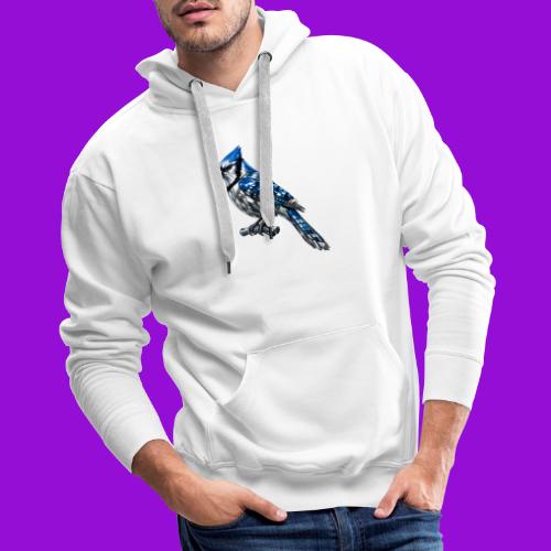 Silver Blue Jay on Perch - Men's Premium Hoodie