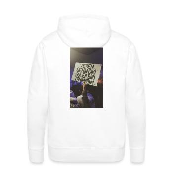 Gülen Biri Tanımadım - Men's Premium Hoodie - white - Back - Nico (187cm)