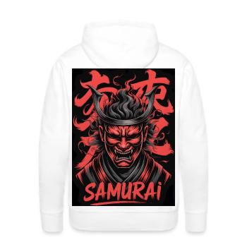 Démone Samouraï Guerrier Illustration - Molleton à capuche Premium pour homme - blanc - Dos - Nico (187cm)