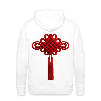 Nœud rouge chinois Pompon Culture du Nouvel An Chanceuse - Molleton à capuche Premium pour homme - blanc - Dos - Nico (187cm)