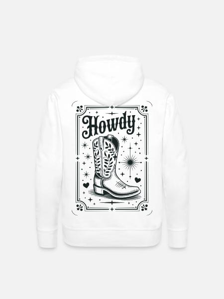 Howdy Boots Western Night - Men's Premium Hoodie - white