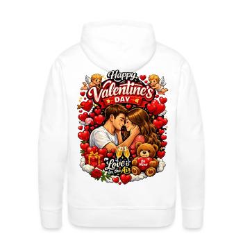 Valentine's Kiss Under Hearts and Cherubs - Men's Premium Hoodie - white - Back - Nico (187cm)