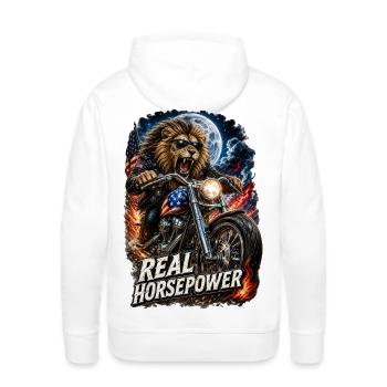Real Horsepower Lion Biker - Men's Premium Hoodie - white - Back - Nico (187cm)