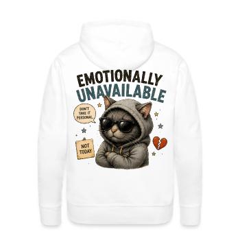 Emotionally Unavailable Cat Hoodie - Men's Premium Hoodie - white - Back - Nico (187cm)