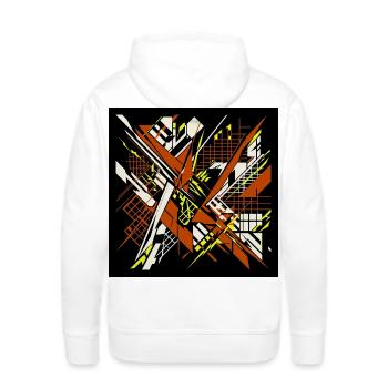 Glitch Art Abstract Geometric Cyberpunk Design - Men's Premium Hoodie - white - Back - Nico (187cm)