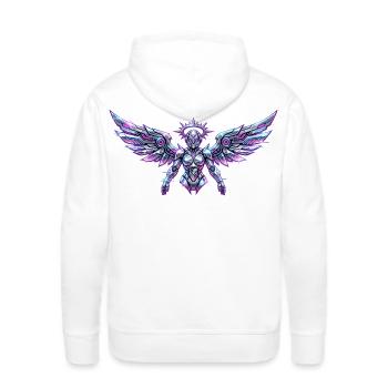 Neon Angelic Mech Wings - Men's Premium Hoodie - white - Back - Nico (187cm)