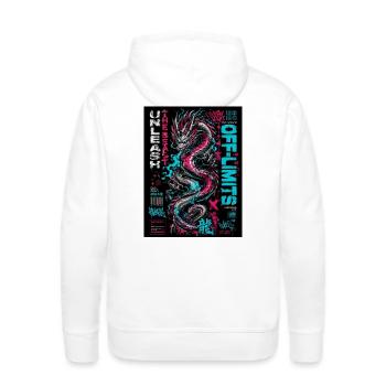 Neon Dragon Chaos Print - Men's Premium Hoodie - white - Back - Nico (187cm)