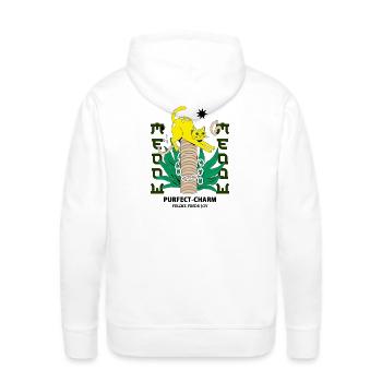 Sunny Cat on Chain-Post - Men's Premium Hoodie - white - Back - Nico (187cm)