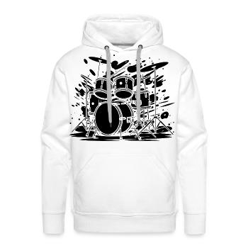 Drum Kit Sketch - Men's Premium Hoodie - white - Front - Liam (192cm)