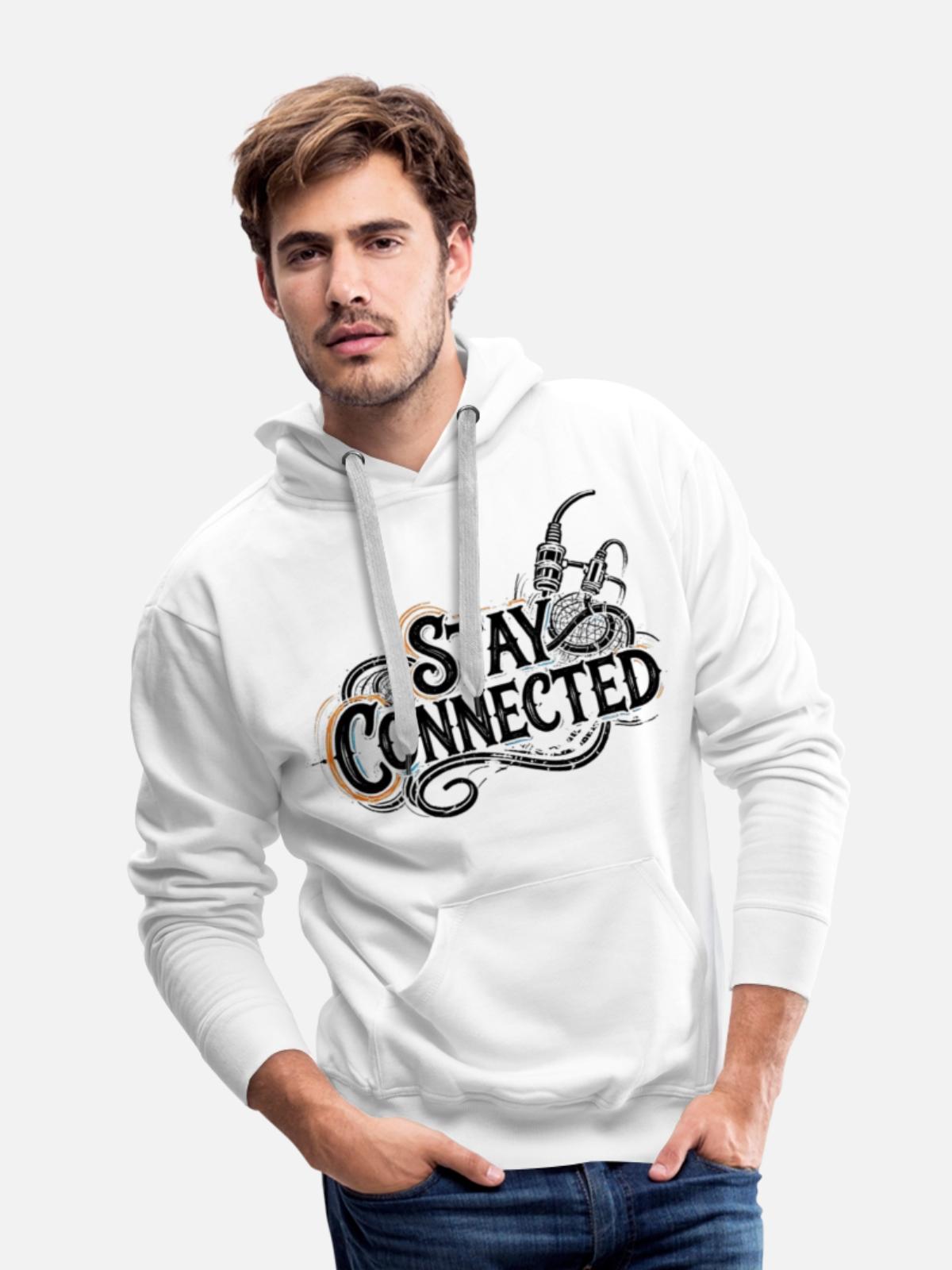 Stay Connected - Men's Premium Hoodie - white - Front - Liam (192cm)