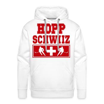 Hopp Schwiiz Ice Hockey Fan Switzerland Pride - Men's Premium Hoodie - white - Front - Liam (192cm)